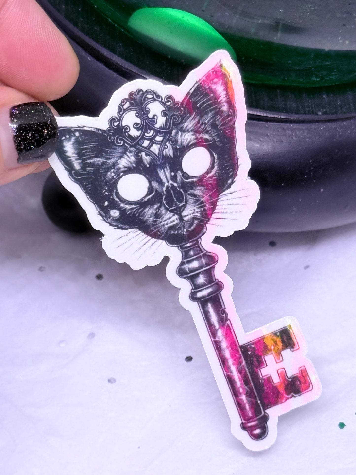 Cat Skeleton Key Sticker