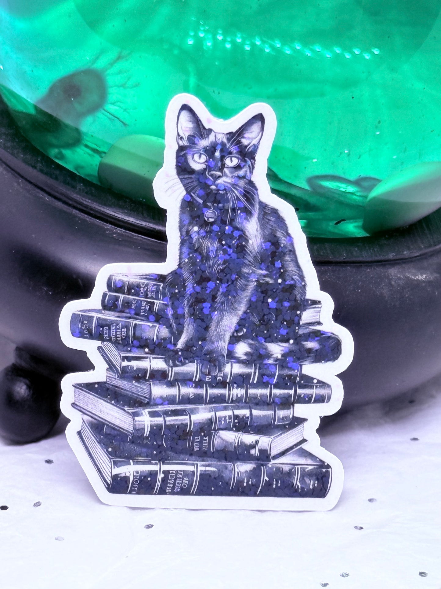 Black Cat on Books Sticker