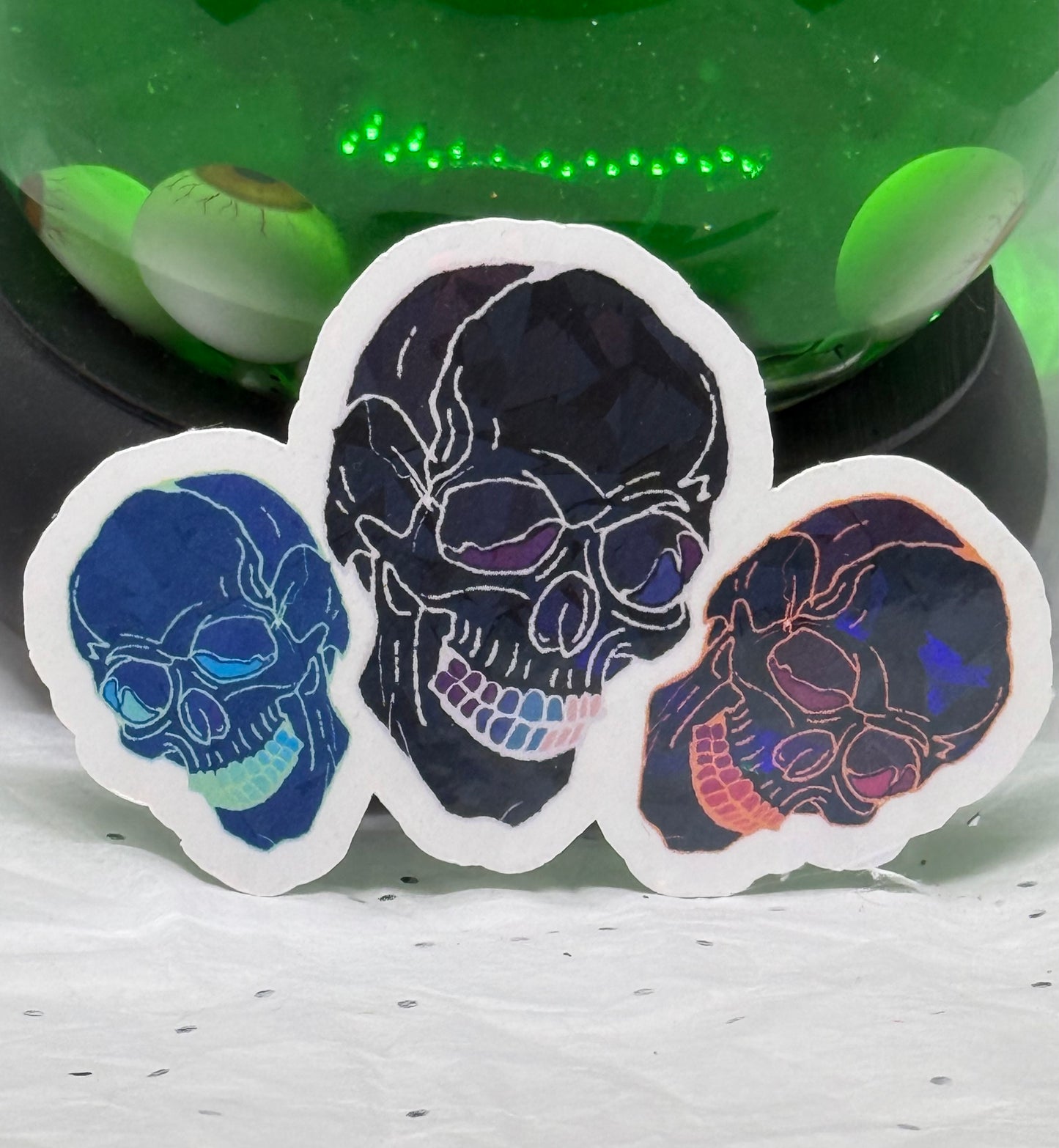 3 Gradient Skulls Sticker