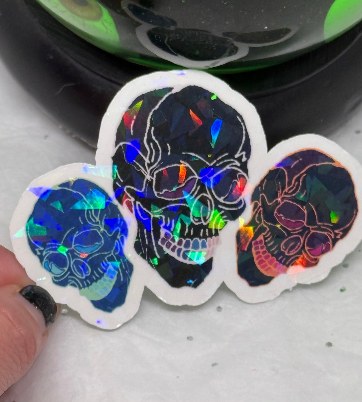 3 Gradient Skulls Sticker