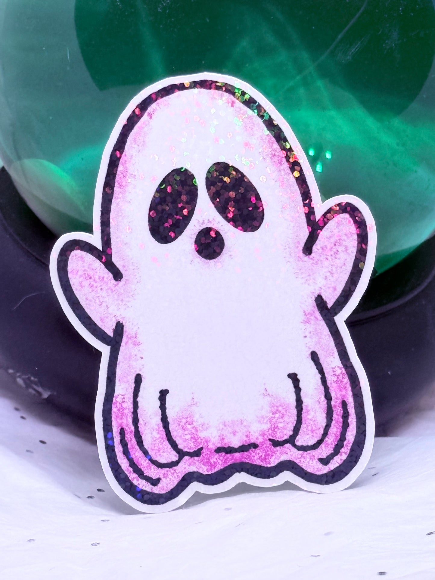 Pink & White Ghost Sticker