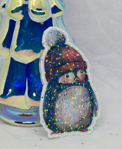 Vintage Christmas Penguin Sticker