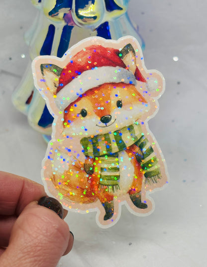 Vintage Christmas Fox Sticker