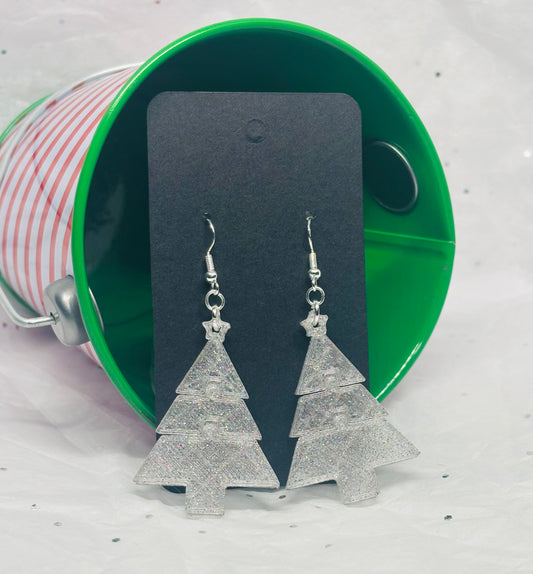 Christmas Tree Flexi Earrings (Clear Sparkle)