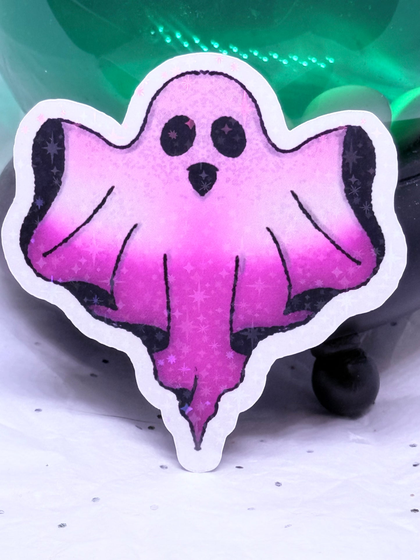 Pink & White Ghost Sticker