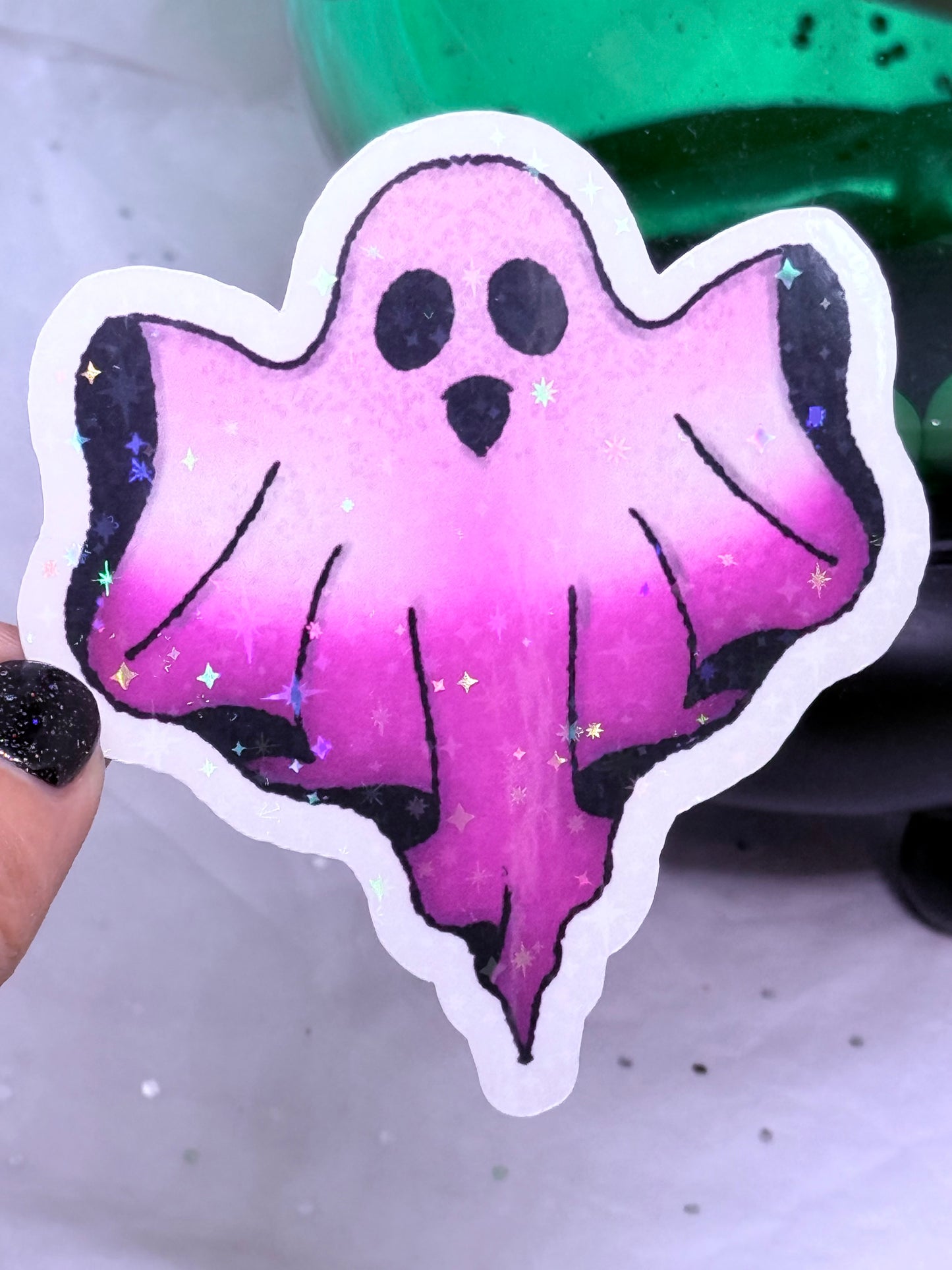 Pink & White Ghost Sticker