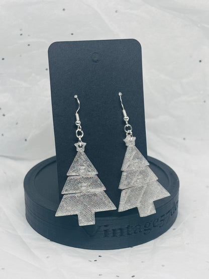 Christmas Tree Flexi Earrings (Clear Sparkle)