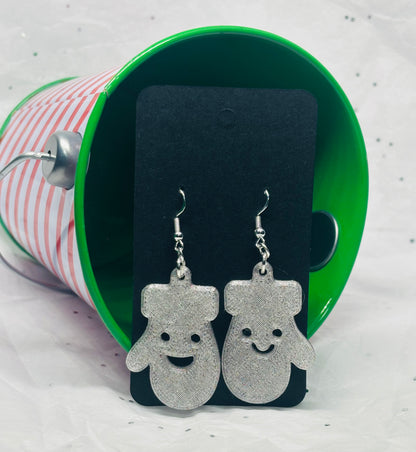 Mitten Earrings (Silver Sparkle)