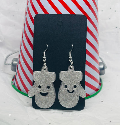 Mitten Earrings (Silver Sparkle)