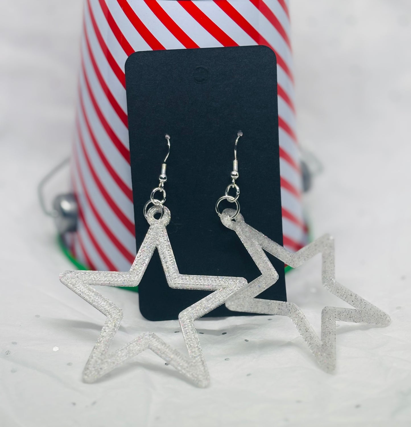 Star Earrings (Silver Sparkle)