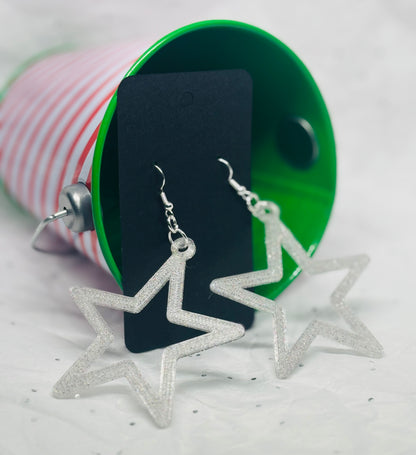 Star Earrings (Silver Sparkle)