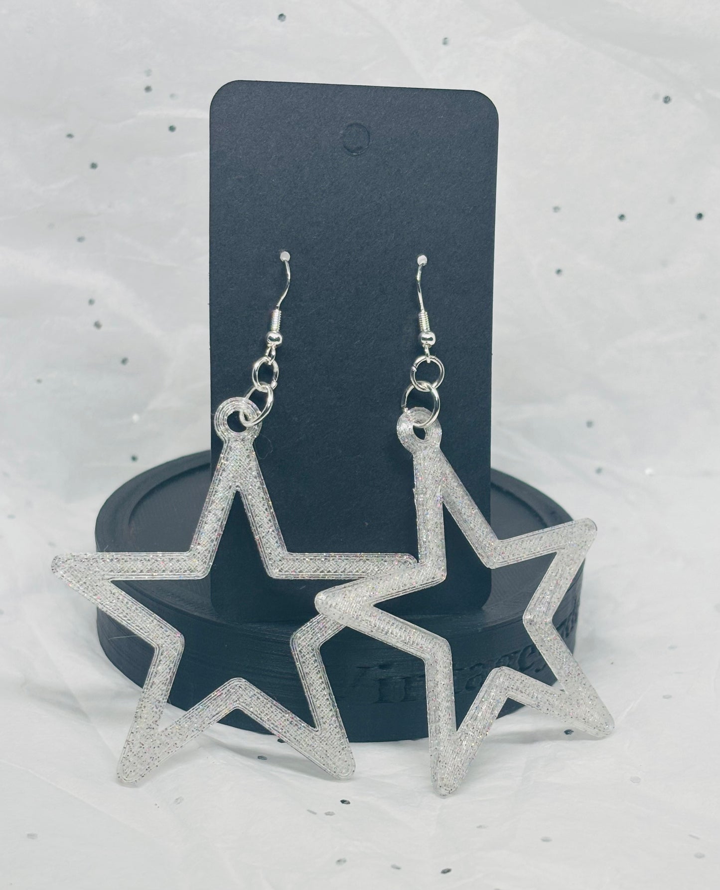 Star Earrings (Silver Sparkle)