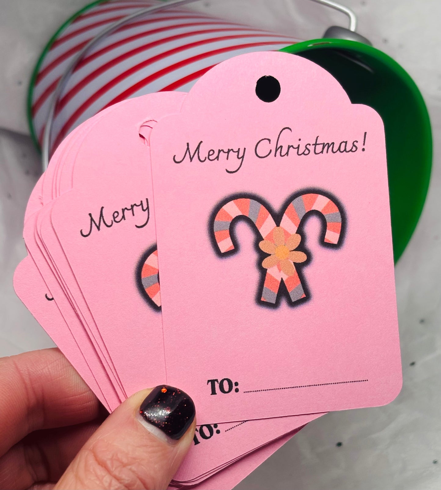 Pink Candy Cane Gift Tags (10pk)