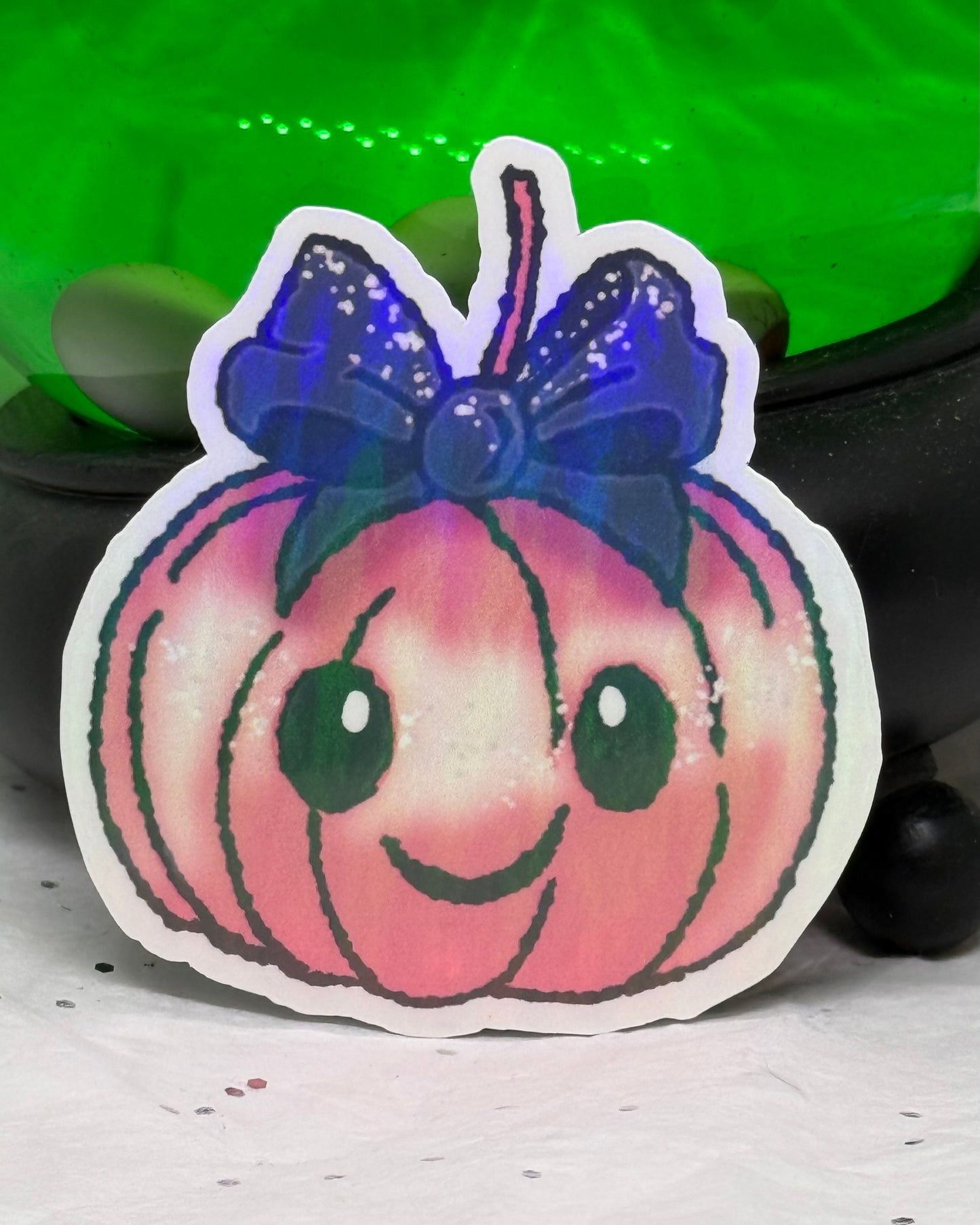 Pink Pumpkin with Bow Sticker