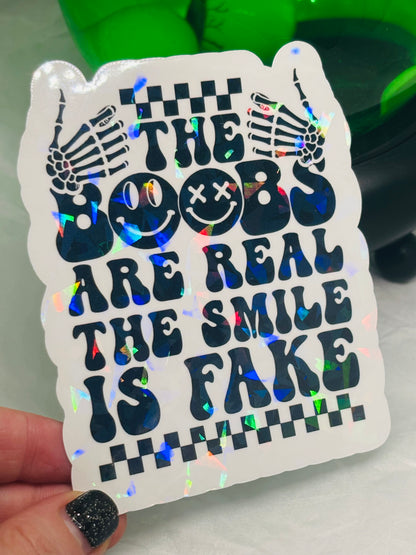 Real Boobs Fake Smile Sticker