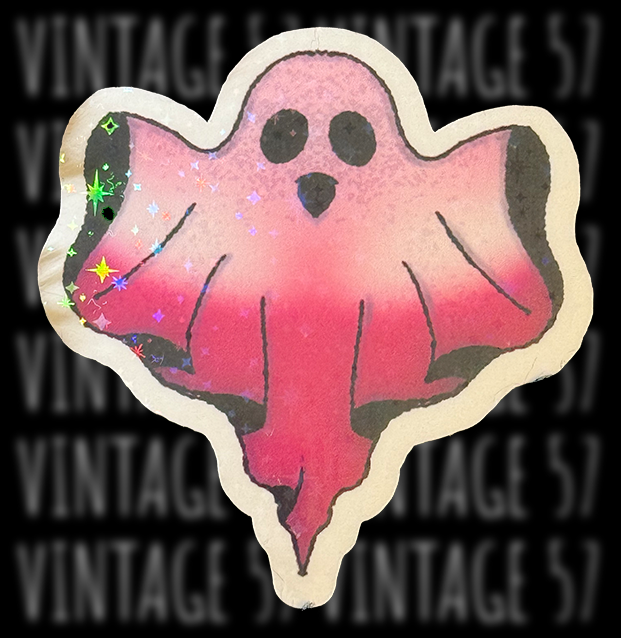 Pink & White Ghost Sticker
