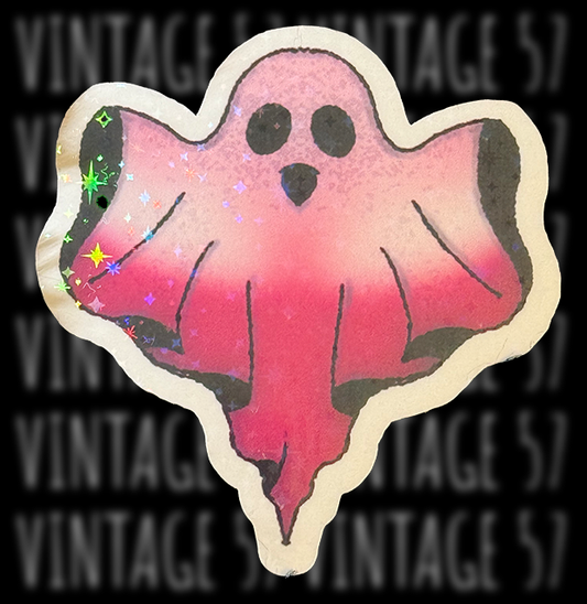 Pink & White Ghost Sticker