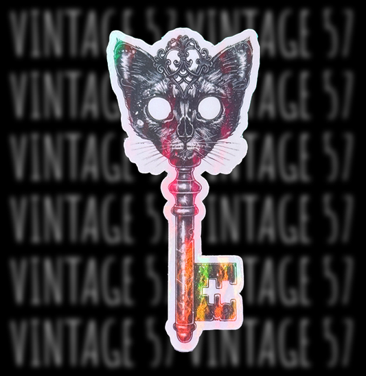Cat Skeleton Key Sticker