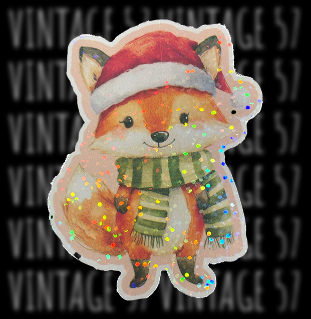 Vintage Christmas Fox Sticker