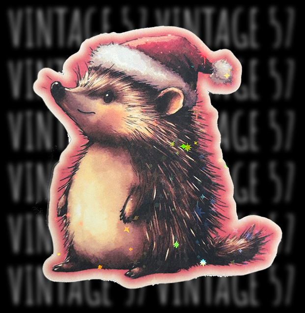 Vintage Christmas Hedgehog Sticker