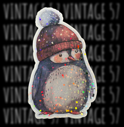 Vintage Christmas Penguin Sticker