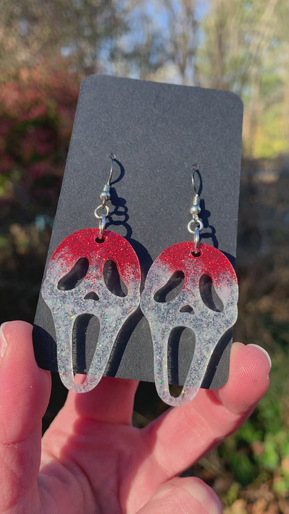 Red & White GhostFace Earrings