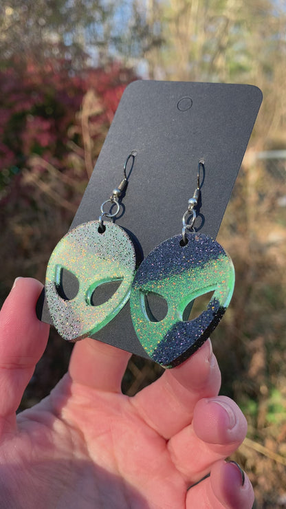 Alien Earrings (Green & Black)