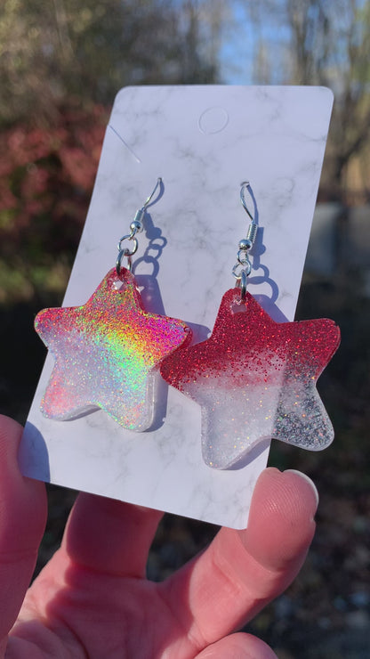 Red & White Star Earrings