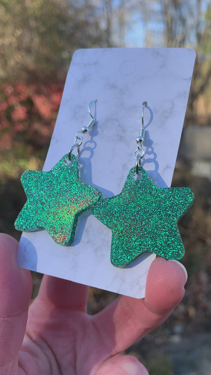 Star Earrings (Dark Green)